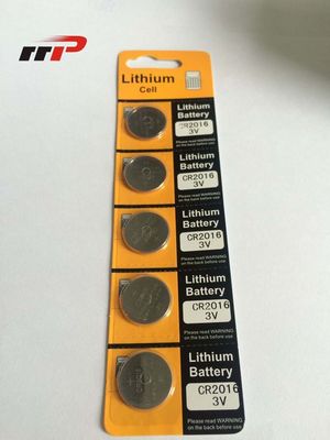 Αρχική μπαταρία λίθιου κυττάρων 75mAh CR2016 κουμπιών 3.0V/λι-MnO2 μπαταρία νομισμάτων καρτών φουσκαλών